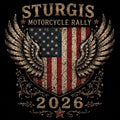 Sturgis Motorcycle Rally 2026 — American Flag Wing Crest