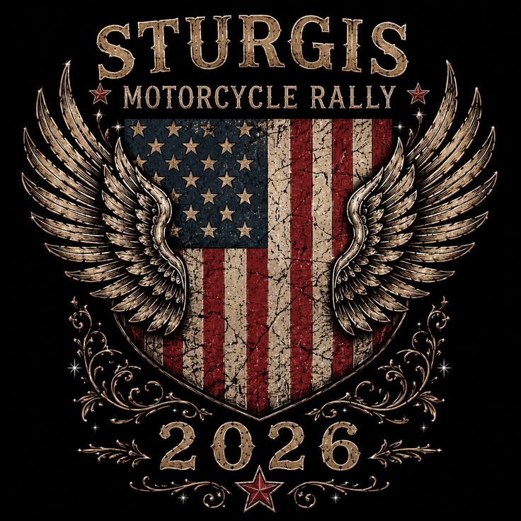 Sturgis Motorcycle Rally 2026 — American Flag Wing Crest